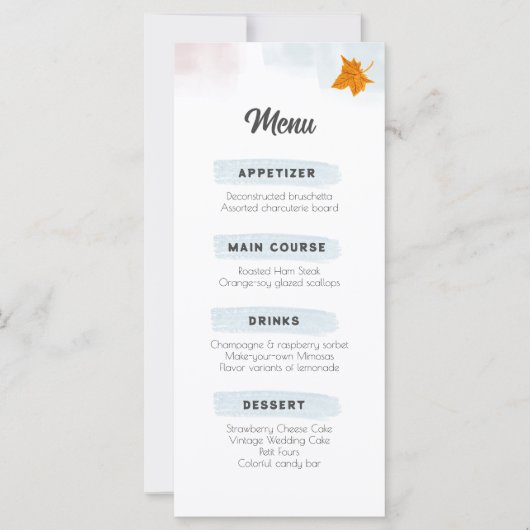 Menu simple blanc moderne Mariage (Devant)
