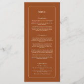 Menu Simple Boho Terracotta Mariage plat (Devant)