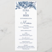 Menu Simple Classique Bleu, Blanc Floral Mariage (Devant)