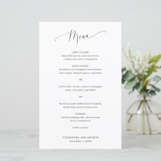 Menu Simple Classique Mariage Élégant (Debout devant)
