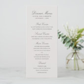 Menu Simple Couleur Uni Élégant Gris Mariage (Debout devant)