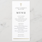 Menu simple de baptême avec croix dorée minimalist (Devant)