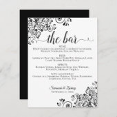 Menu simple de la barre de Mariages noir et blanc (Devant / Derrière)