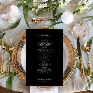 Menu simple de mariage noir et blanc à petit budge