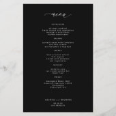 Menu simple de mariage noir et blanc à petit budge (Devant)