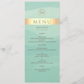 Menu simple de mariage vert et or (Devant)