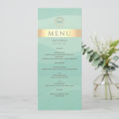 Menu simple de mariage vert et or (Debout devant)