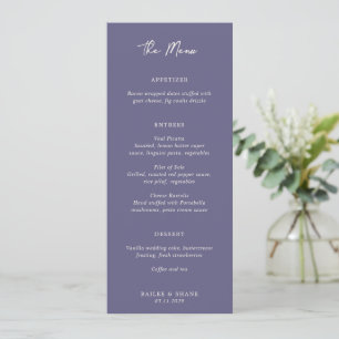 Menu Simple Dusty violet Mariage moderne