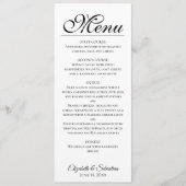 Menu Simple Elegance noir Script sur Mariage blanc (Devant)