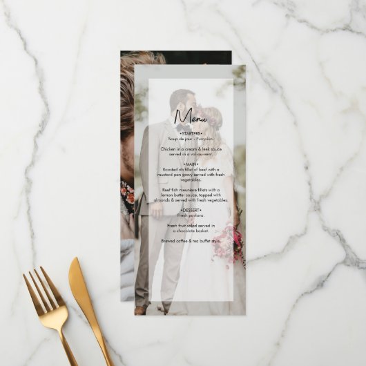 Menu Simple Elegant 2 Photo Overlay Script Mariage (Devant/Arrière en situation)