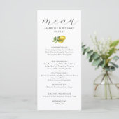 Menu Simple Elegant Aquarelle Citron Citrus Mariage (Debout devant)