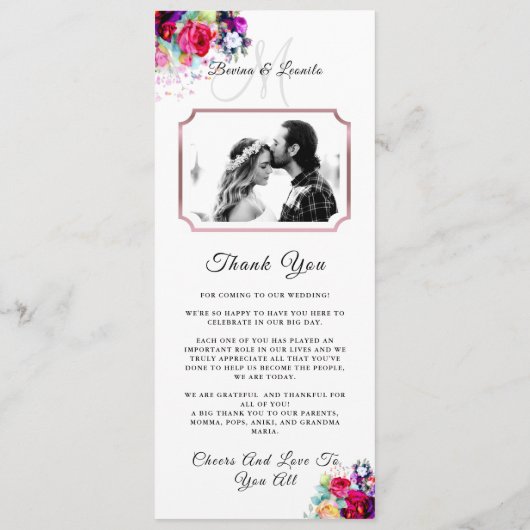 Menu Simple Elégant Bourgogne Floral Script Moderne Mer (Dos)