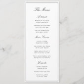 Menu Simple Élégant Formel Mariage Blanc & Noir (Devant)