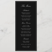 Menu Simple Élégant Formel Mariage Noir & Blanc (Devant)