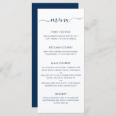 Menu Simple Elegant Mariage bleu marine (Devant / Derrière)