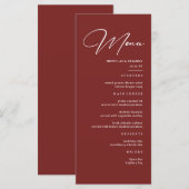 Menu Simple Élégant Mariage Bordeaux (Devant / Derrière)
