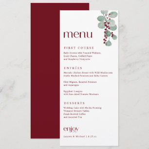 Menu Simple Élégant Mariage de Noël d'Hiver en Bourgogn