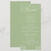 Menu Simple Élégant Mariage Fleur Vert Sauge (Devant / Derrière)