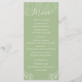 Menu Simple élégant Mariage Floral Sage Vert (Devant)