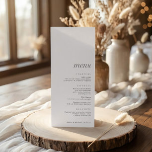 Menu Simple Élégant Mariage Moderne avec Merci au Dos