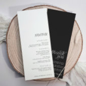 Menu Simple Élégant Mariage Moderne avec Merci au Dos