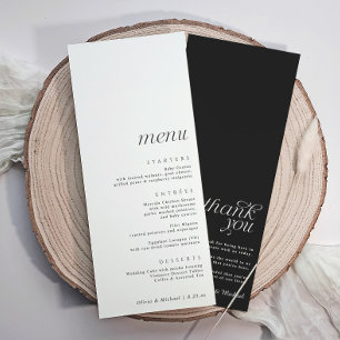 Menu Simple Élégant Mariage Moderne avec Merci au Dos