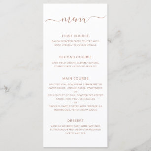 Menu Simple Élégant Mariage Or Rose