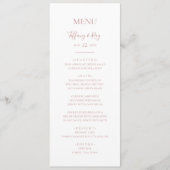 Menu Simple Elegant Rose Gold Mariage Dinner Menu (Devant)