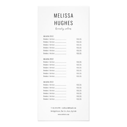 Menu Simple Elegant Salon noir et blanc (Devant)