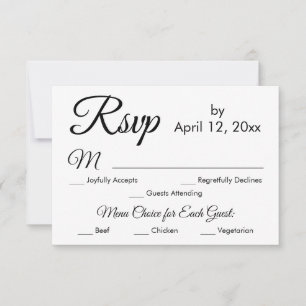 Menu Simple Élégant Script Choix Mariage RSVP