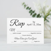 Menu Simple Élégant Script Choix Mariage RSVP (Debout devant)