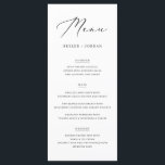 Menu Simple Élégant Script Mariage Mariage Nourriture<br><div class="desc">Cette carte de menu Mariage Mariage simple et élégant,  au design noir et blanc sophistiqué,  donne le ton d'une expérience culinaire exquise.</div>