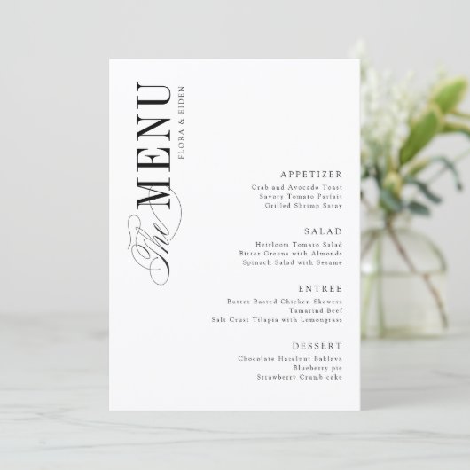 Menu Simple Elegant Timeless Typography Wedding (Debout devant)