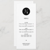 Menu simple en cercle monochrome mariage (Devant / Derrière)