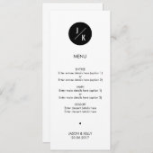 Menu simple en cercle monochrome mariage (Devant / Derrière)