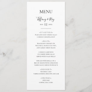 Menu Simple Et Élégant Du Dîner De Mariage