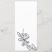 Menu simple et élégant, Mariage à fleurs noir (Dos)