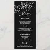 Menu simple et élégant, Mariage à fleurs noir (Devant)