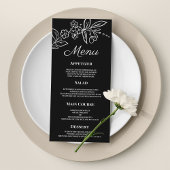 Menu simple et élégant, Mariage à fleurs noir