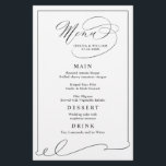 Menu Simple Et Élégant Mariage Noir Et Blanc<br><div class="desc">Pour plus de personnalisation,  cliquez sur le lien "customiser plus" et utilisez notre outil de conception pour modifier ce modèle. Si vous préférez les papiers plus épais / Finition mat,  vous pouvez choisir le type de papier mat. Si vous avez besoin d'aide ou d'articles correspondants,  veuillez me contacter.</div>