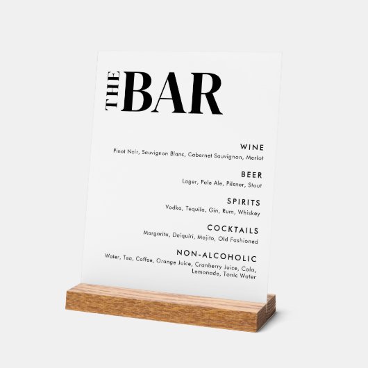 Menu simple et moderne de la barre Mariage (Angle)