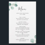 Menu simple Eucalyptus Rustic Mariage<br><div class="desc">Menu de mariage élégant avec un design simple avec aquarelle peinte de la verdure d'eucalyptus dans le coin supérieur gauche et le coin inférieur droit. L'arrière est une teinte assortie de vert sage moyen. Ce menu botanique rustique mariage avec une touche moderne est parfait pour un mariage de printemps ou...</div>