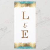 Menu Simple feuille d'or et bordure bleu aqua minimalis (Dos)