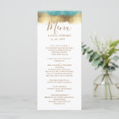 Menu Simple feuille d'or et bordure bleu aqua minimalis (Debout devant)