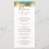 Menu Simple feuillet d'or et bordure bleu aqua minimali (Devant)