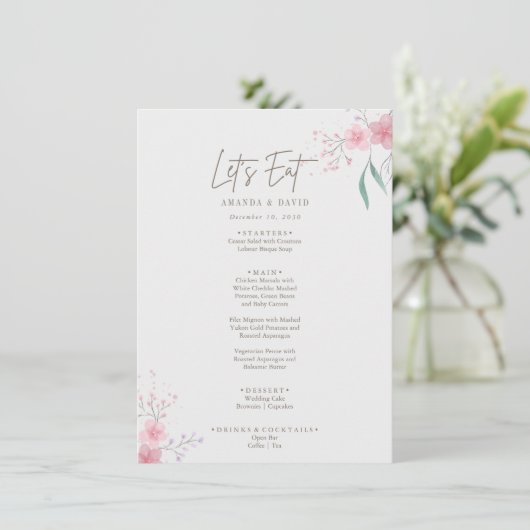 Menu Simple Fleur Élégant Mariage (Debout devant)