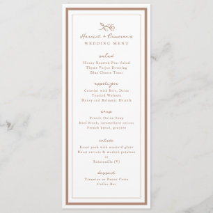 Menu Simple Fleur Mariage Cuivre Dîner