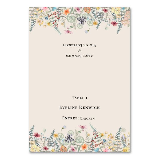 Menu simple Fleur sauvage Choix Carte Place pliabl (Par défaut)