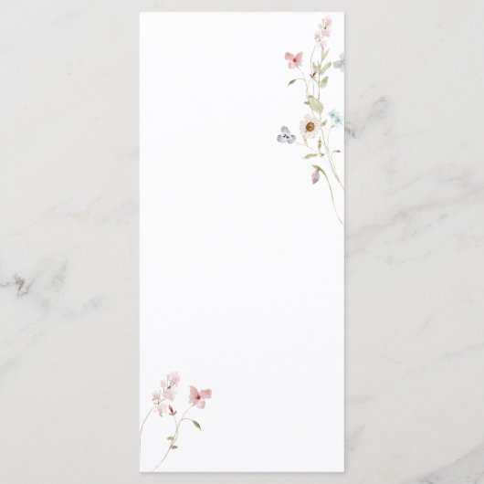 Menu Simple Fleur sauvage Love in Bloom Fête des mariée (Dos)