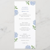 Menu Simple Hydrangea Bleu Mariage Dîner, Haut (Devant)